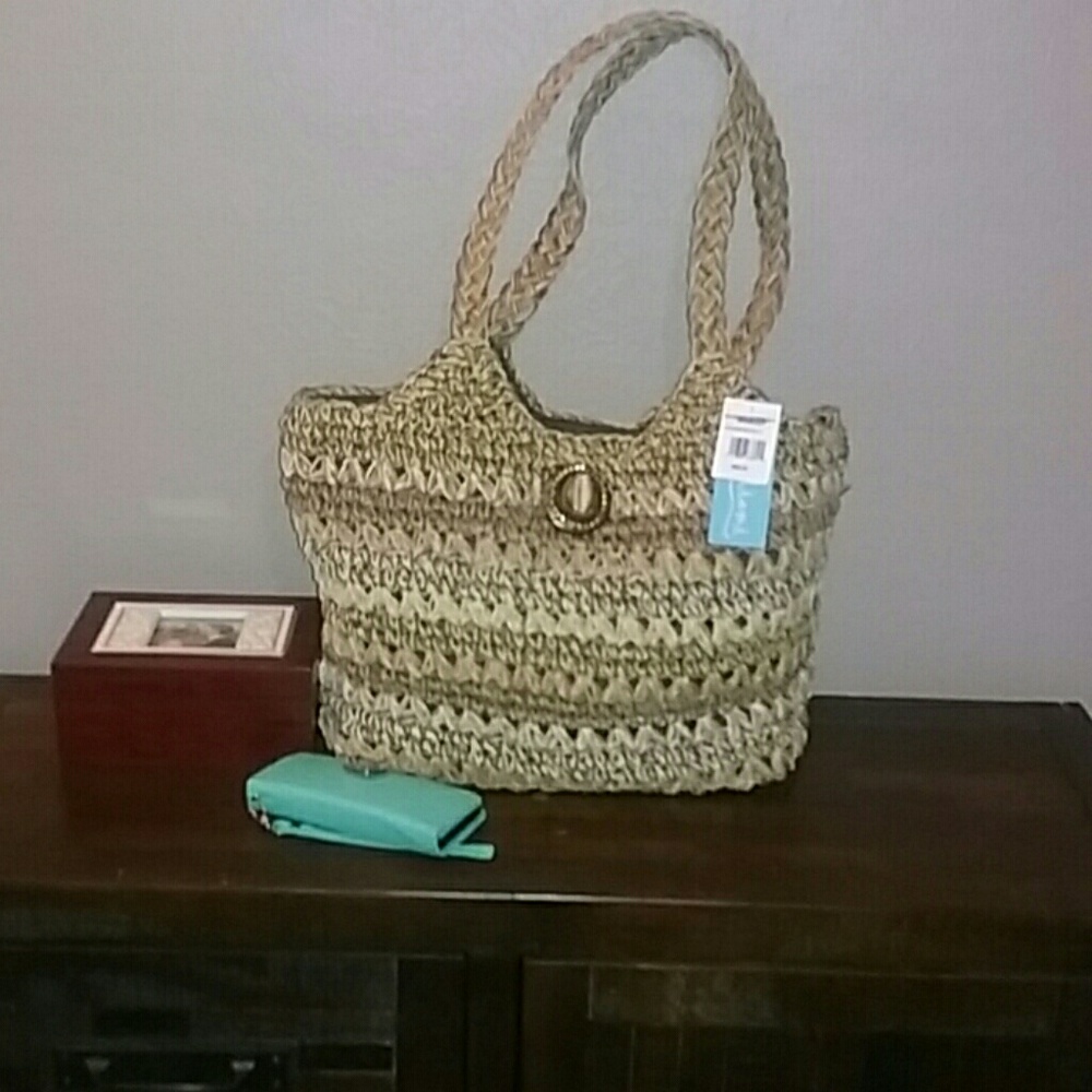 Blue Miami Straw Shoulder Bag